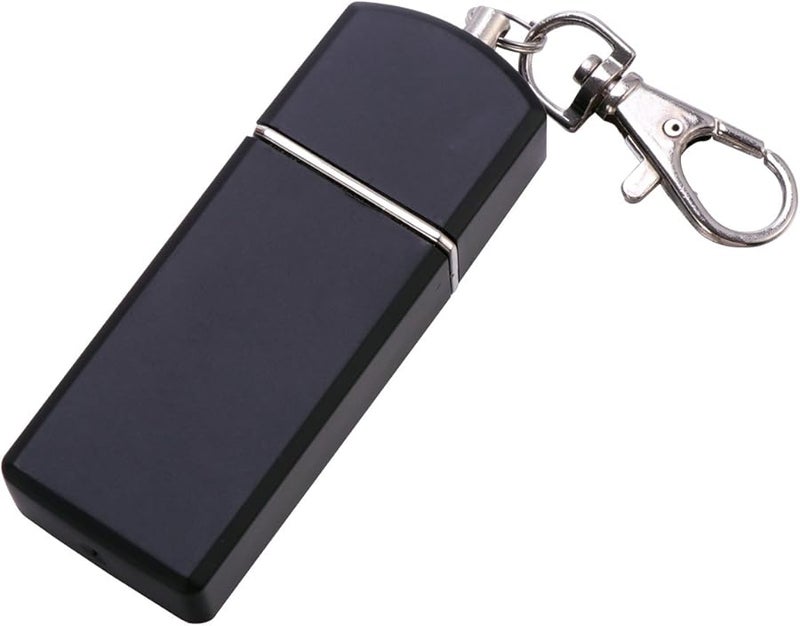 Portable Windproof Metal Ashtray with Lid Keychain Compact Pocket Size Easy Clean Black - Image 1